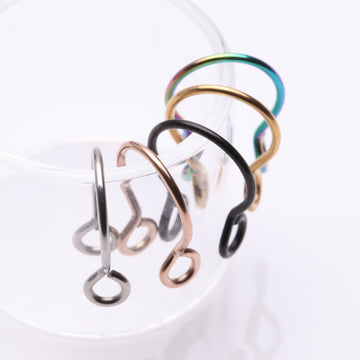 Detail View 1 of 5 Pcs of Assorted Simple Loop Steel Non Piercing Fake Septum Ring Package